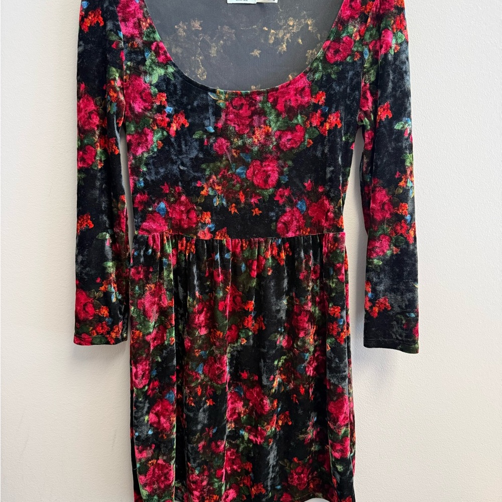 Kimchi Blue Multicolor Floral Velvet dress small Urban Outfitters Y2K